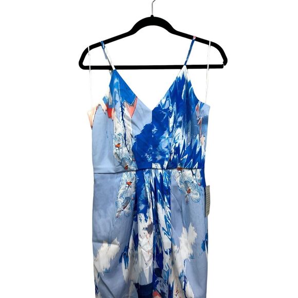 Chelsea 28 Womens Floral Maxi Dress‎ V Neck Pleated Lined Blue Watercolor Size 4 - Picture 2 of 5